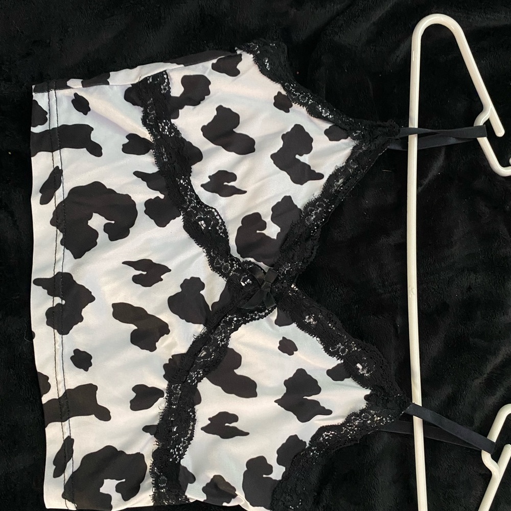 sexy cow print crop tank